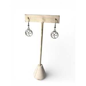 Vintage Silver Tone‎ Shamrock Clover Pierced Dangle Earrings